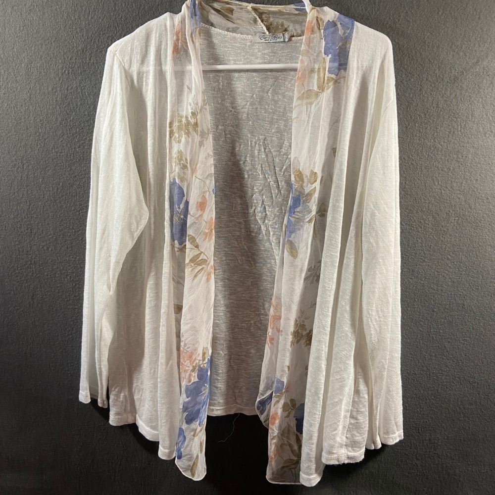 made in italy women silk Cardigan 1x white Sweater Floral coastal layering
